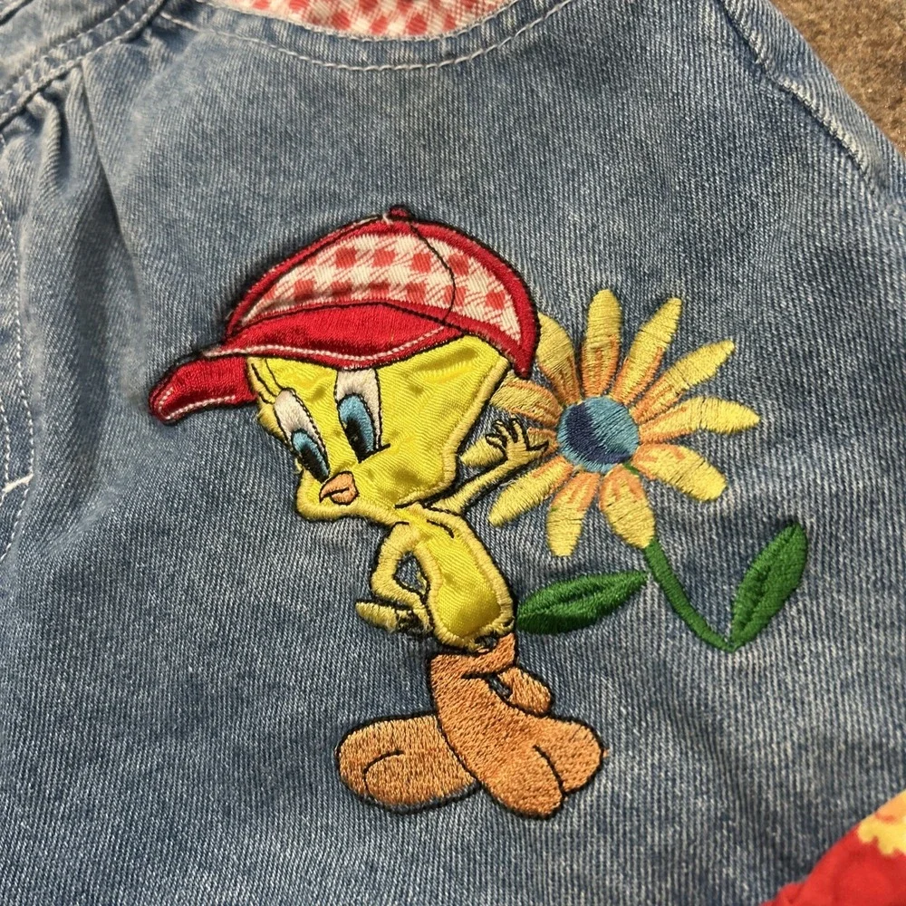 Vintage 1997 Looney Tunes Tweety Overalls Tweedy Size 5 Kids